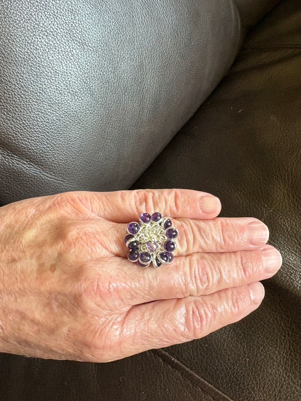 Ring
Unbelievably Unique Silver, Genuine Amethyst Dangle Ring
So Eye Catching!